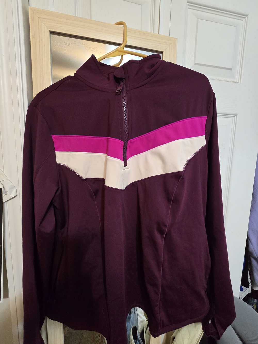 Love Women's Maroon Pullover with Pink and Cream Chevron